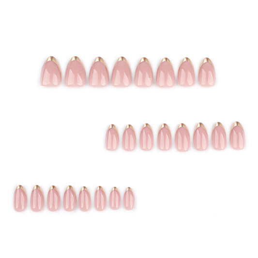 Gilded cuff edge press on nails - 12 sizes 24 pieces ClairClaw sheer nude