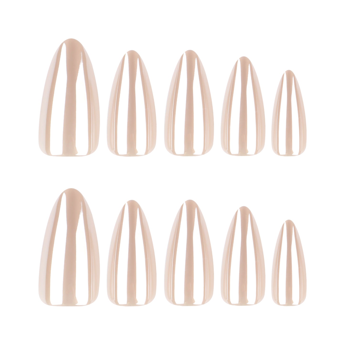 Long stiletto neutral press on nails - ClairClaw 12 sizes 24 pieces high-quality