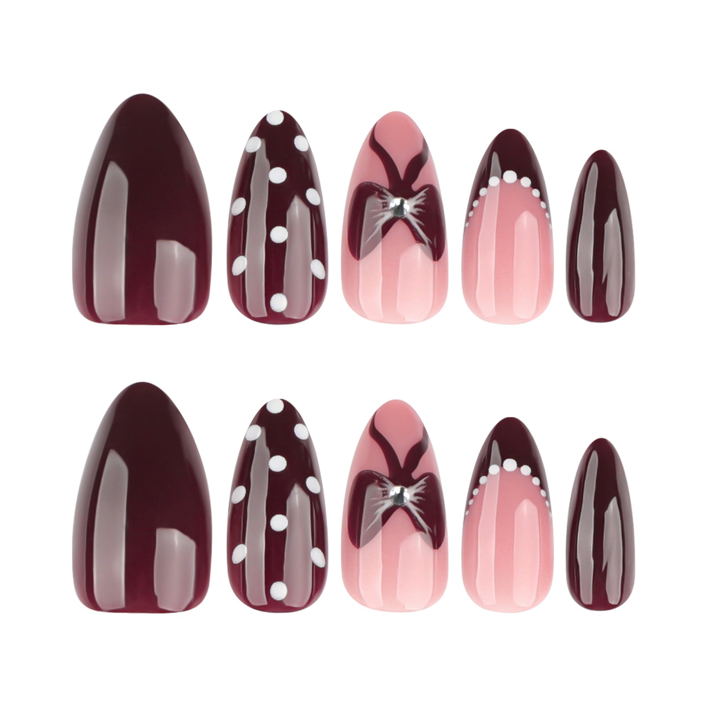 12 sizes 24 pieces rose pearl press on nails measurements - ClairClaw