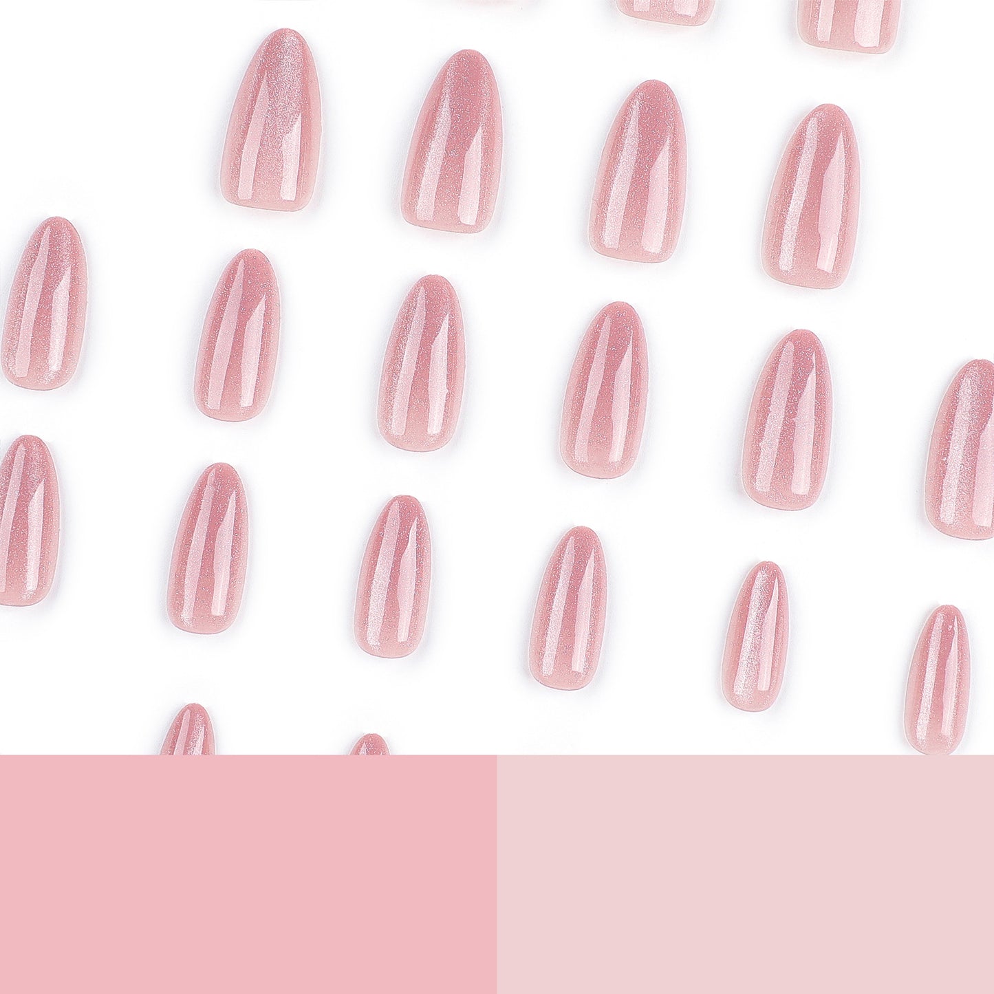 Milky Way stardust glitter press on nails - ClairClaw 24 sizes blush pink
