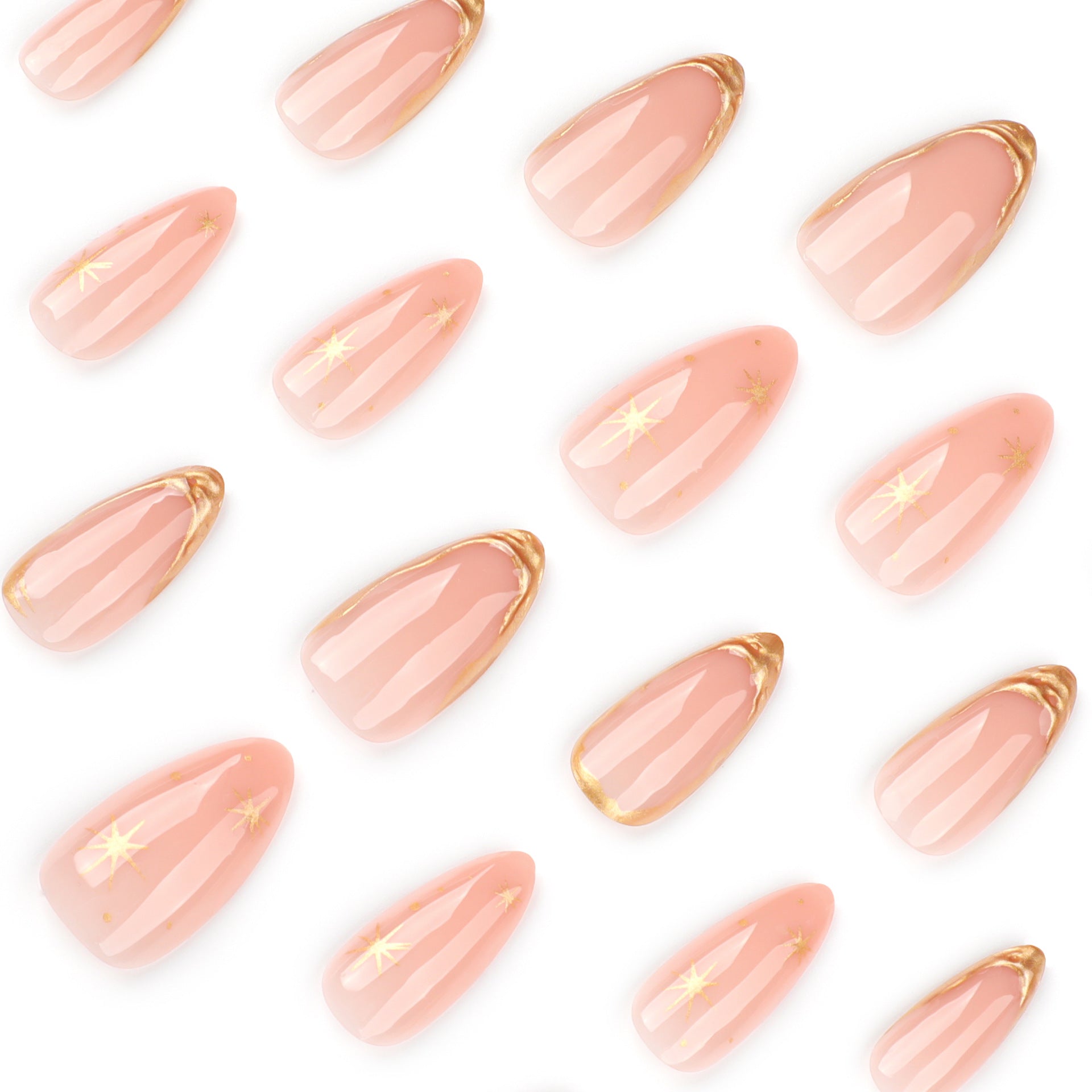 Glass-like glossy press on nails - ClairClaw 12 sizes 24 pieces luxury nude