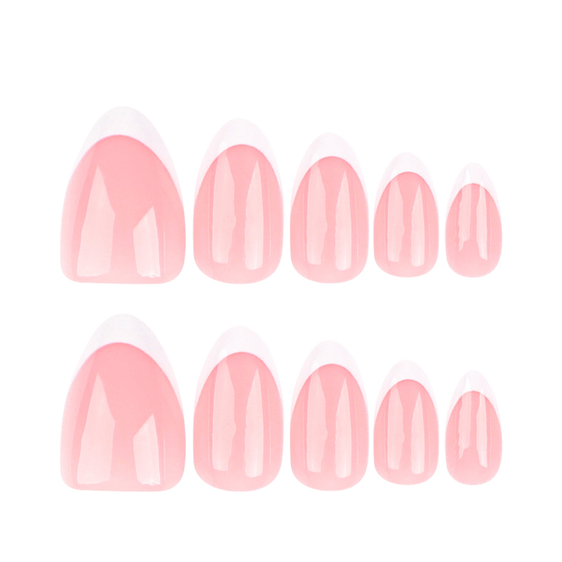 12 sizes 24 pieces French press on nails measurements - ClairClaw Blush