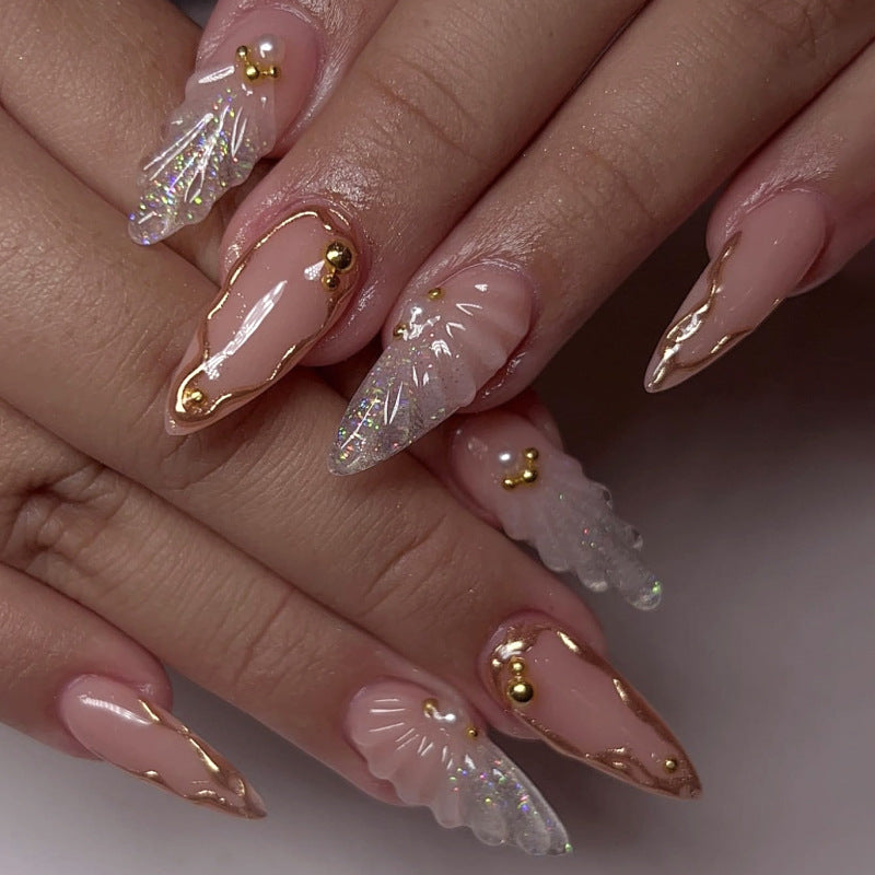 ClairClaw 12 sizes 24 pieces crystal glitter press on nails - Crystal Gleam