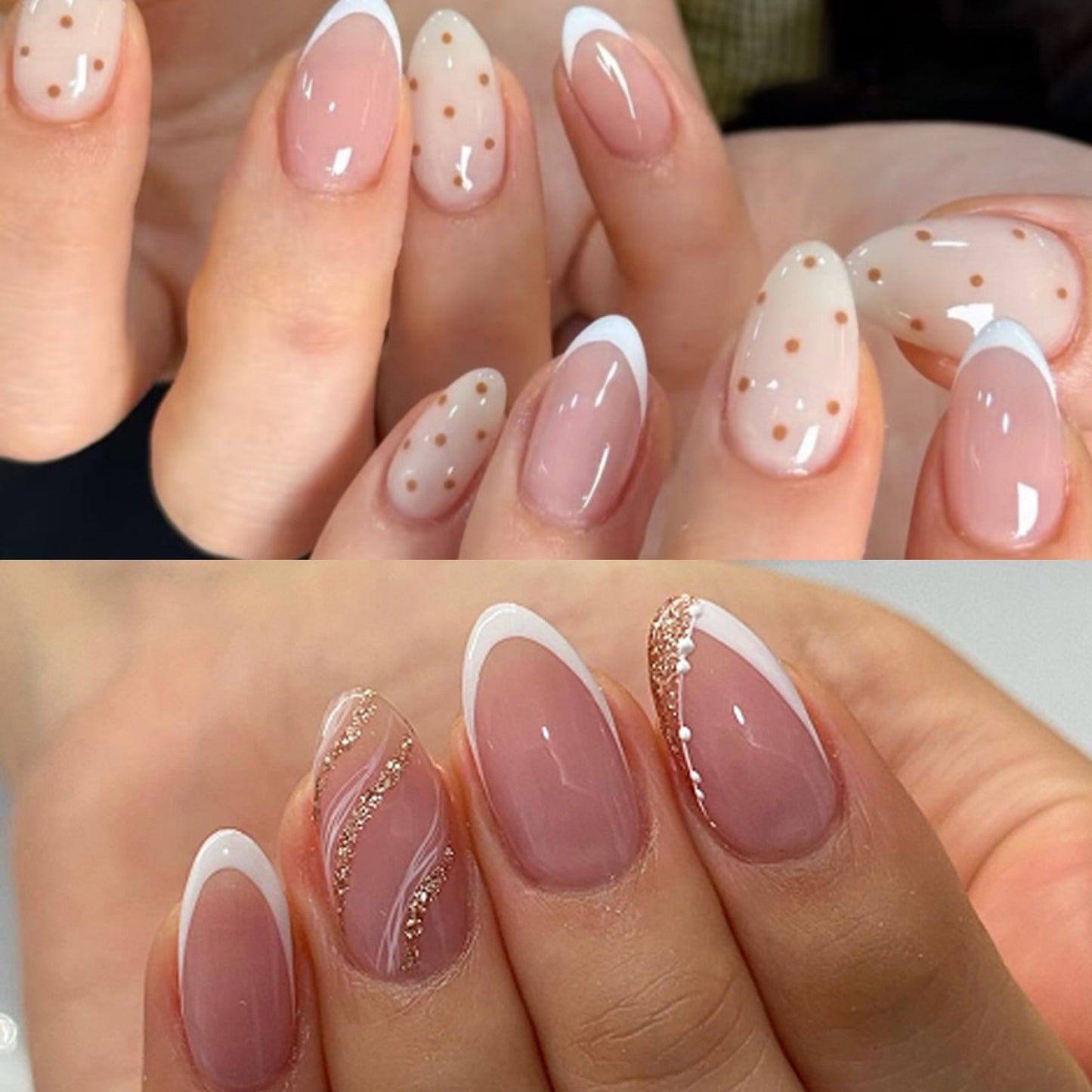 Blush French press on nails on hand - 12 sizes 24 pieces ClairClaw dual styles