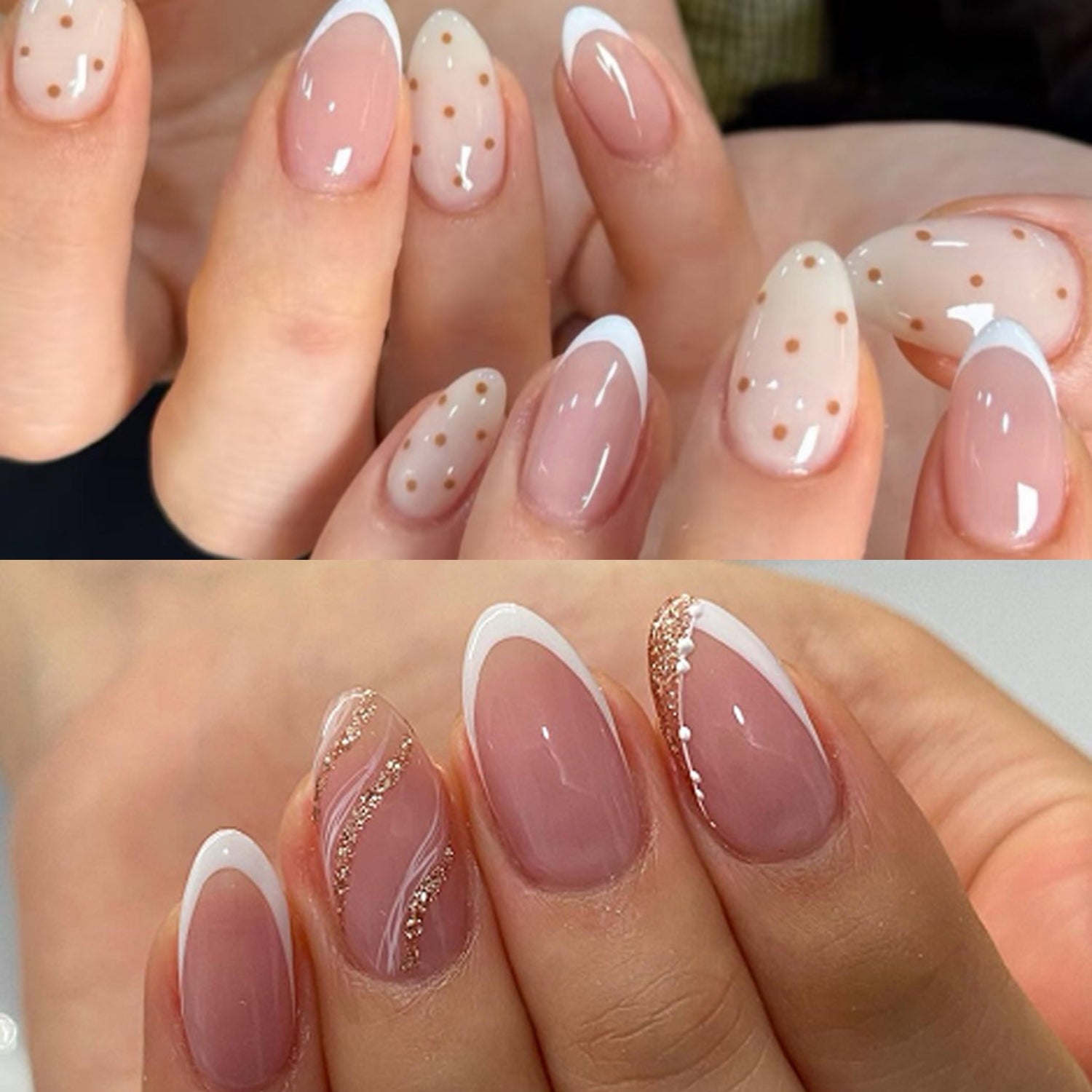 Blush French press on nails on hand - 12 sizes 24 pieces ClairClaw dual styles