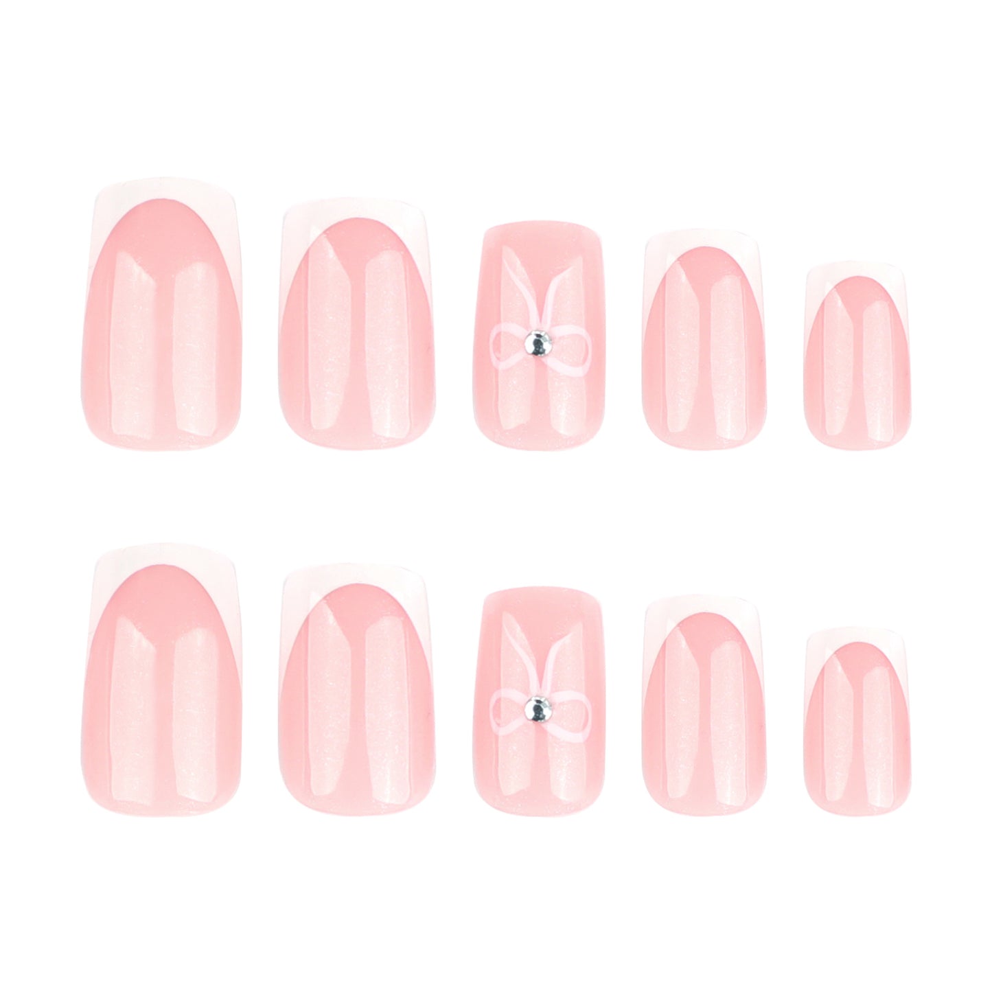 12 sizes 24 pieces bow press on nails measurements - ClairClaw Cinderella
