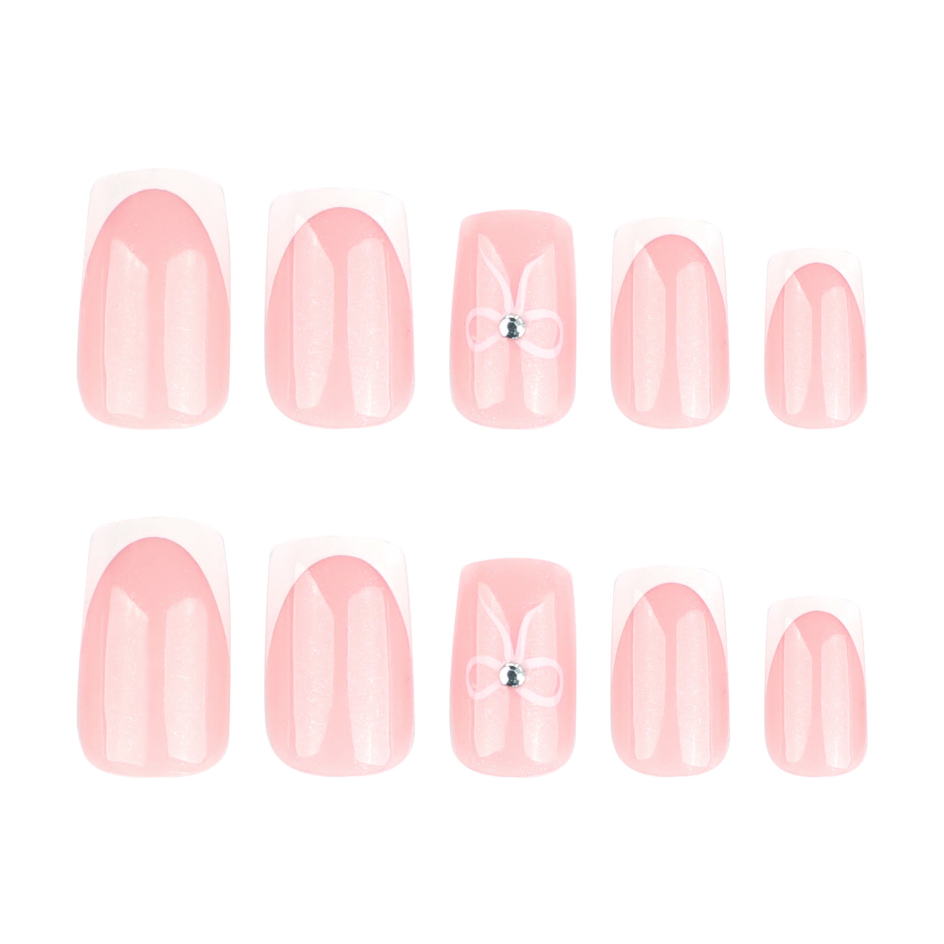 12 sizes 24 pieces bow press on nails measurements - ClairClaw Cinderella