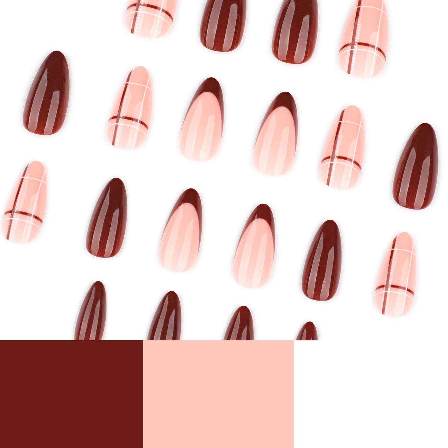 12 sizes 24 pieces plaid press on nails measurements - ClairClaw Daphne’s Tweed