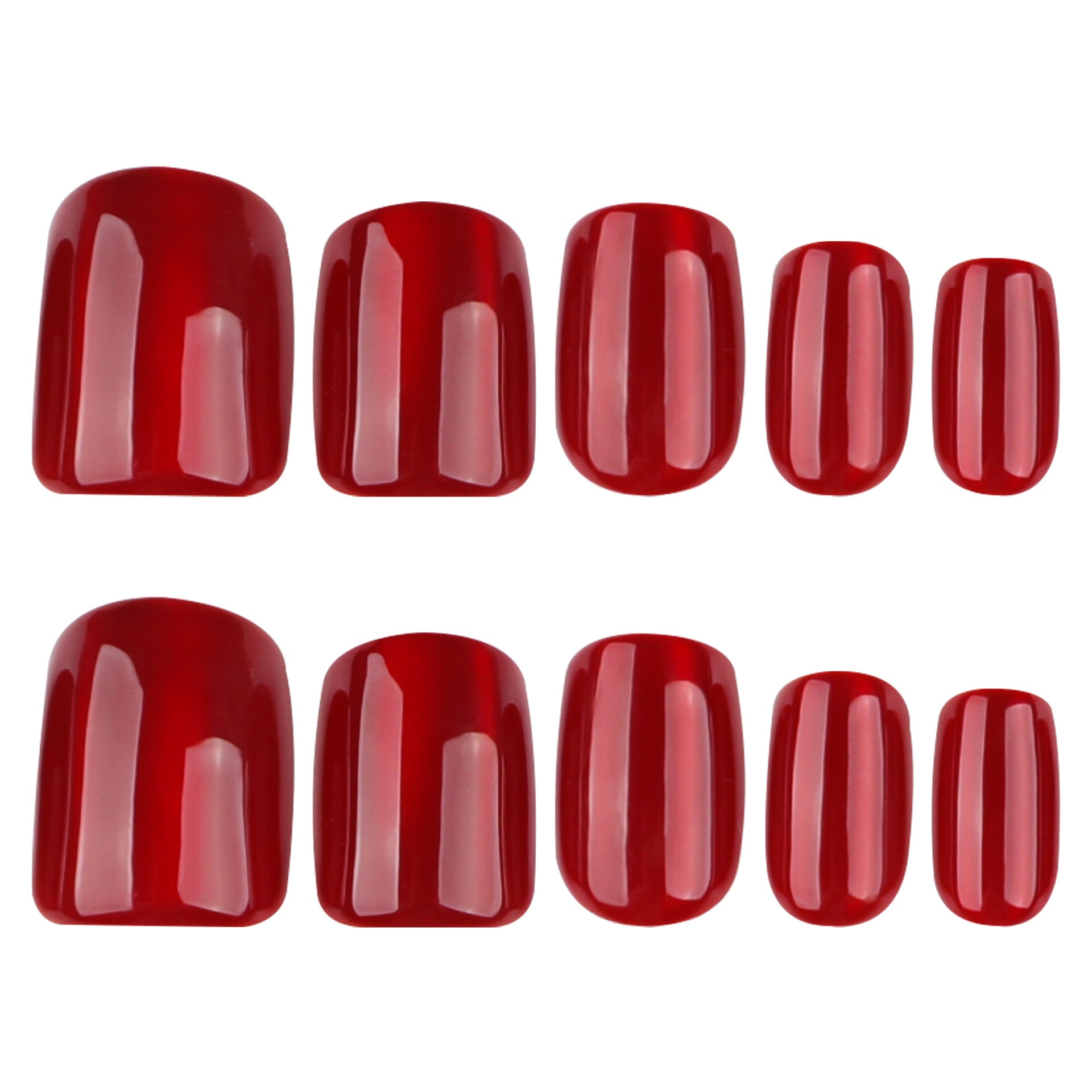 Venus Crimson press on nails on hand - 12 sizes 24 pieces mirror crimson style