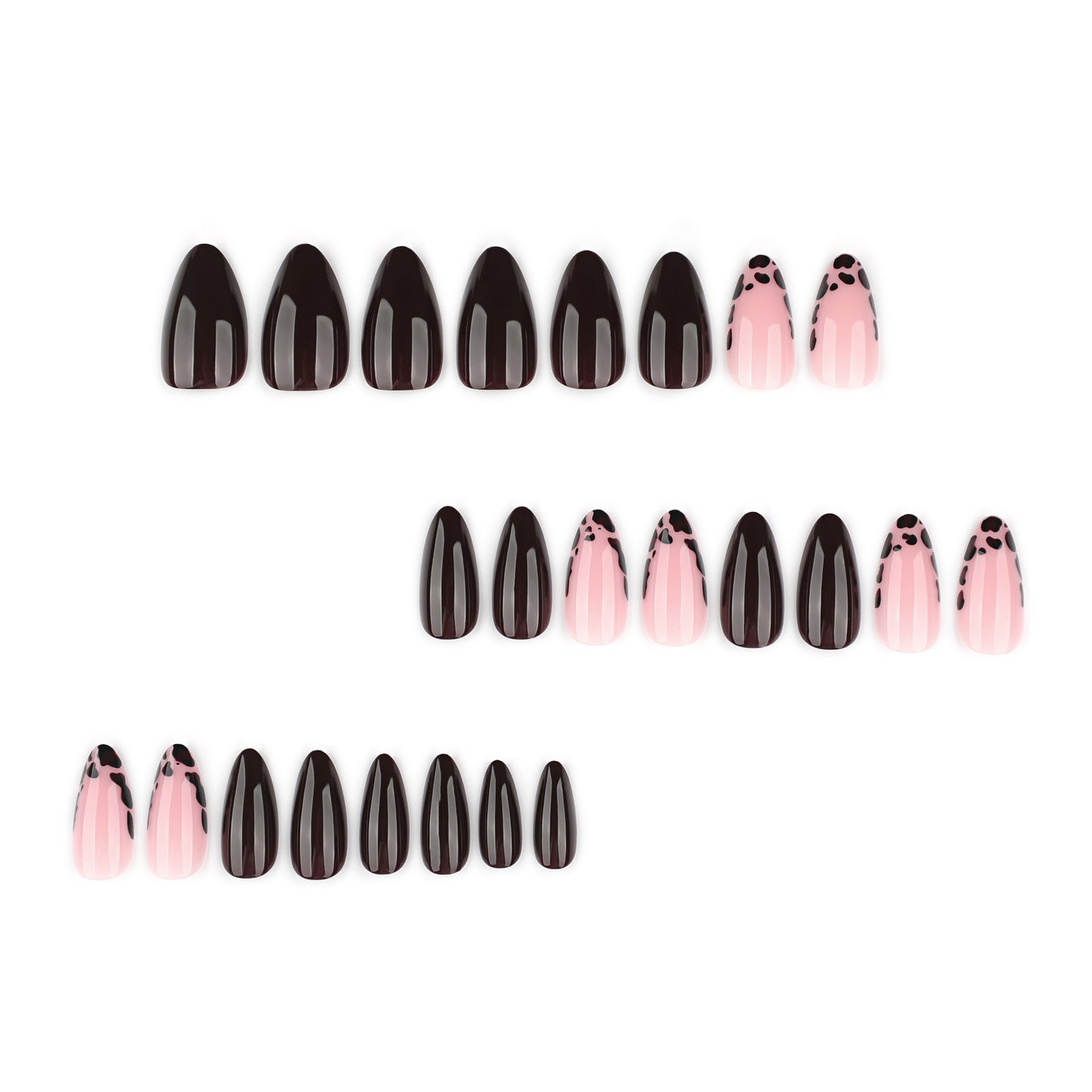 Leopard chocolate brown press on nails - ClairClaw 12 sizes 24 pieces Artemis Prowl