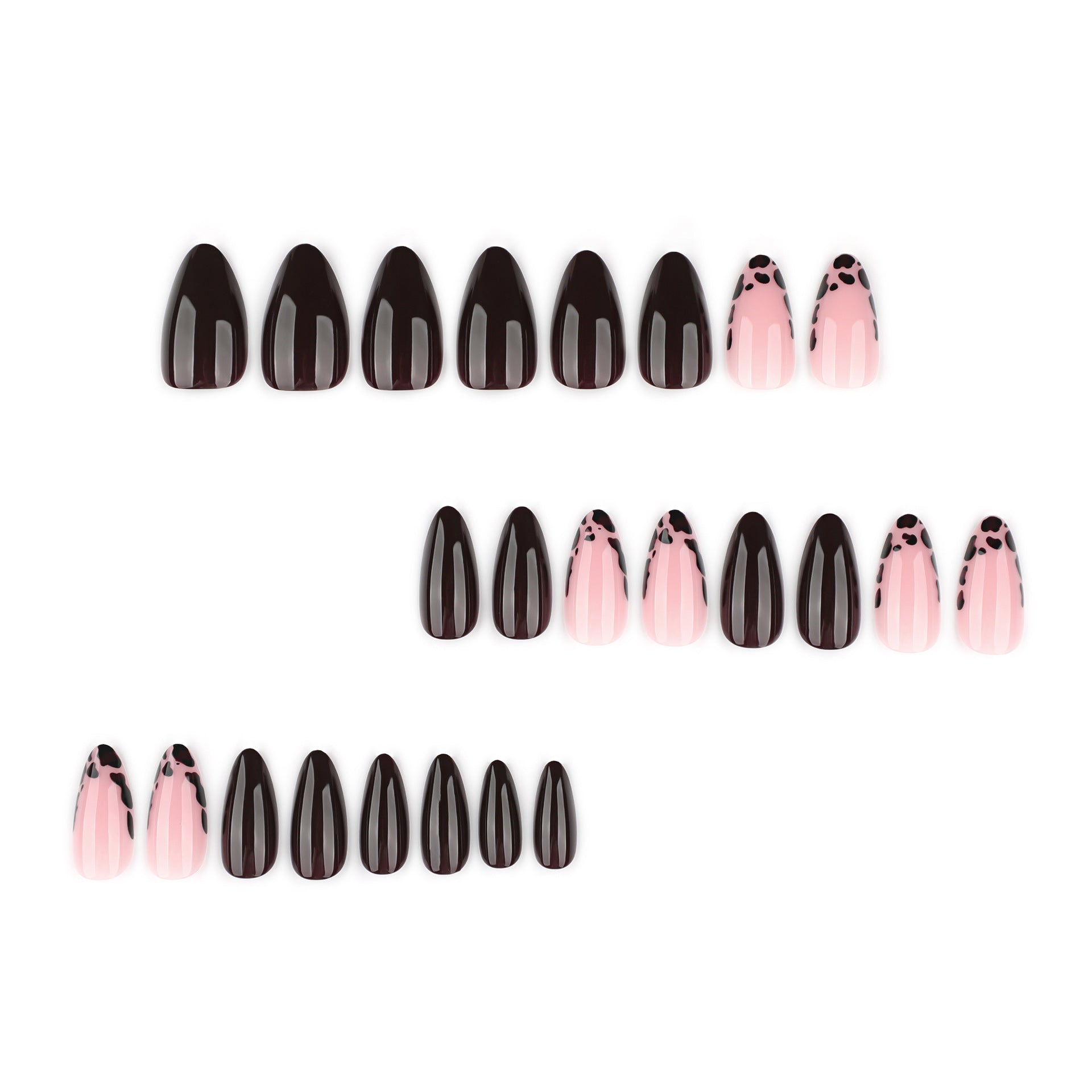 Leopard chocolate brown press on nails - ClairClaw 12 sizes 24 pieces Artemis Prowl