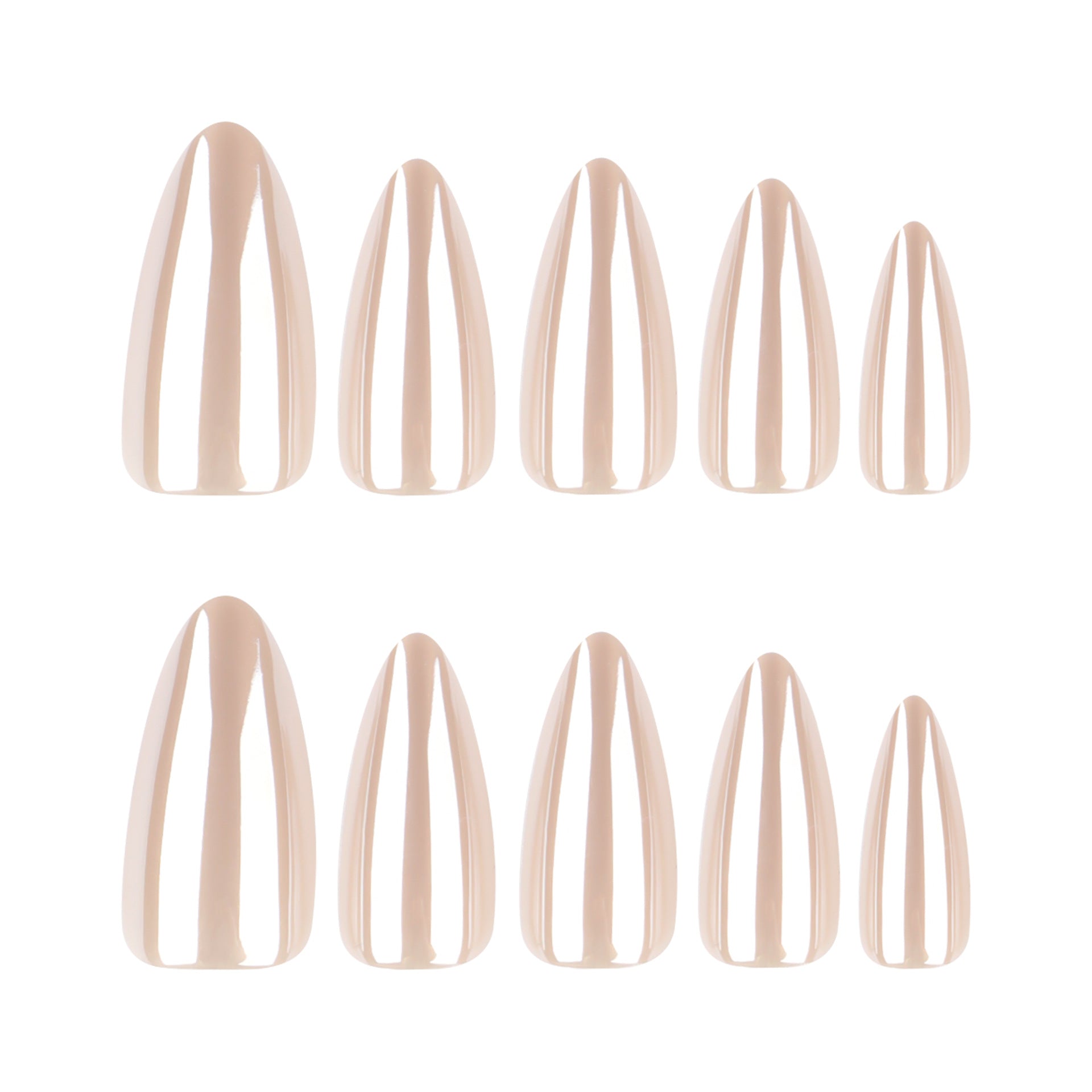 Long stiletto neutral press on nails - ClairClaw 12 sizes 24 pieces high-quality