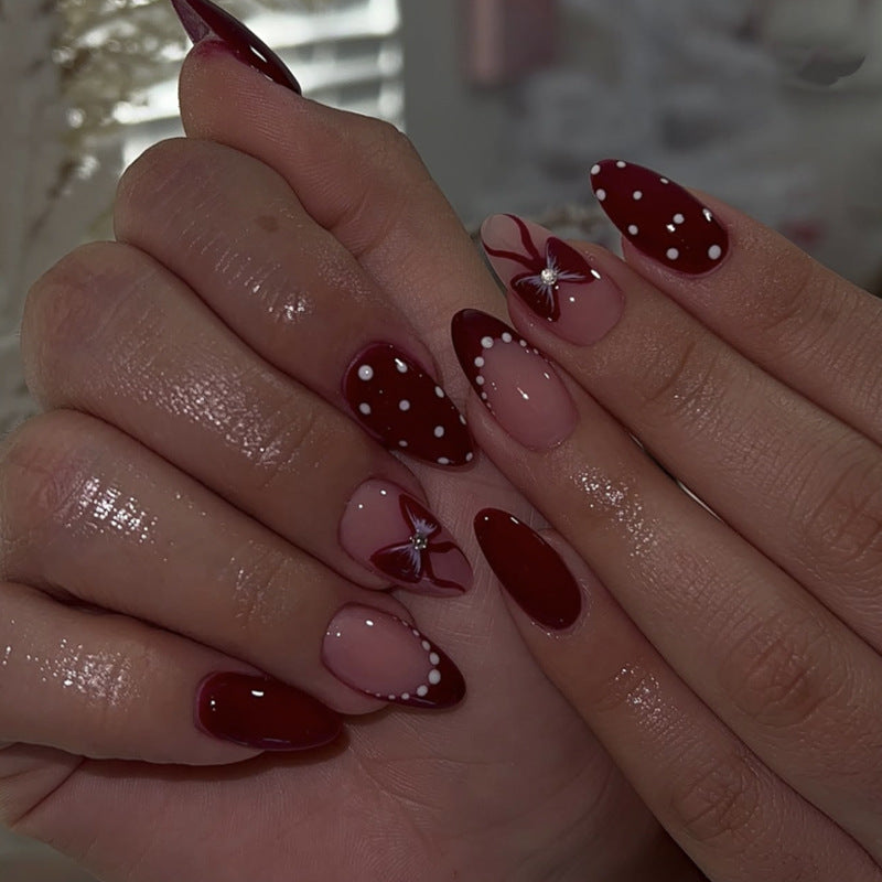 ClairClaw 12 sizes 24 pieces rose pearl press on nails - Vintage Romantic