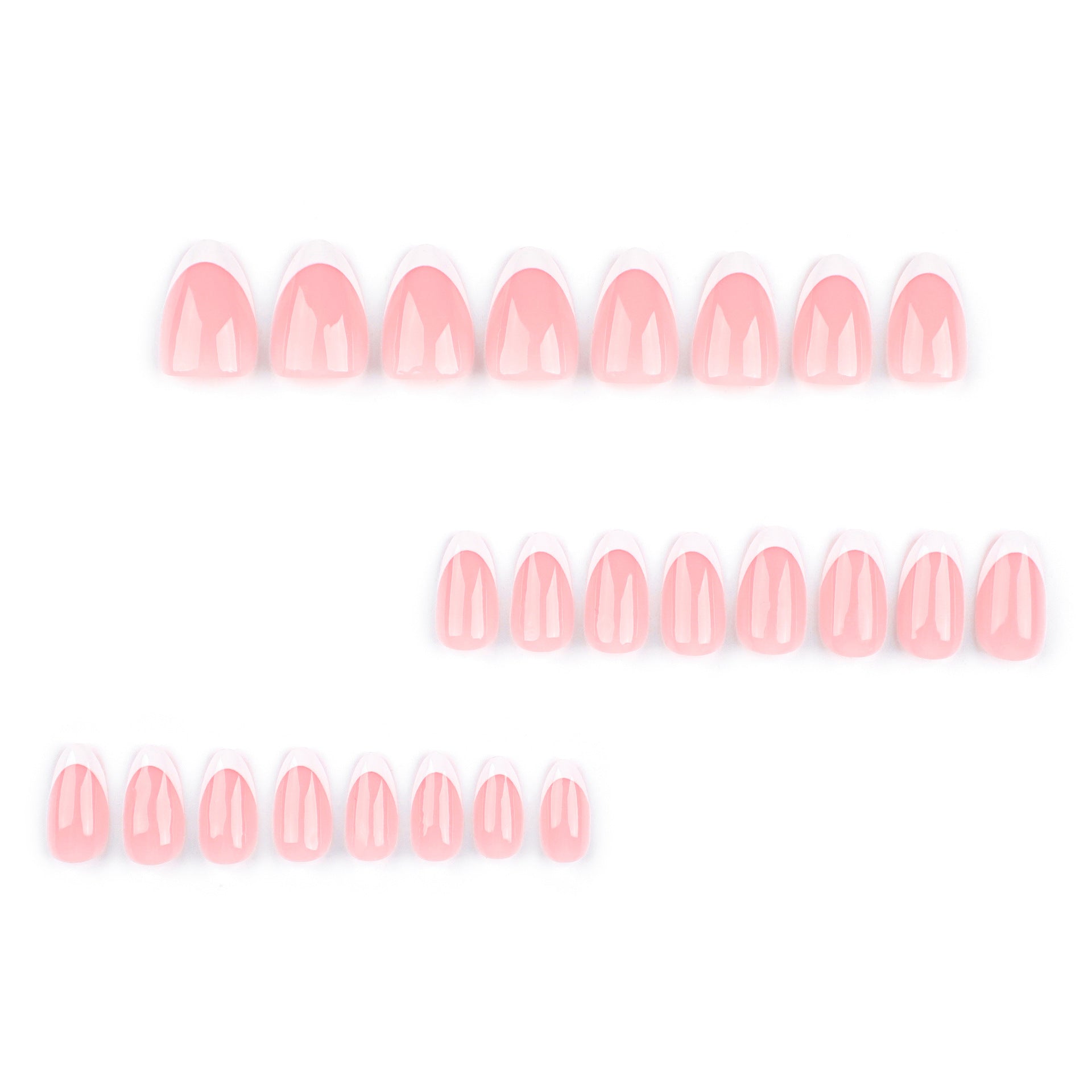 Classic French tip press on nails - 12 sizes 24 pieces ClairClaw sheer blush nude