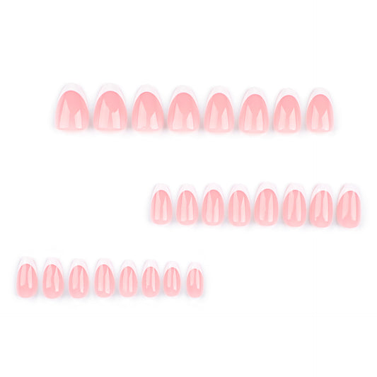 Classic French tip press on nails - 12 sizes 24 pieces ClairClaw sheer blush nude