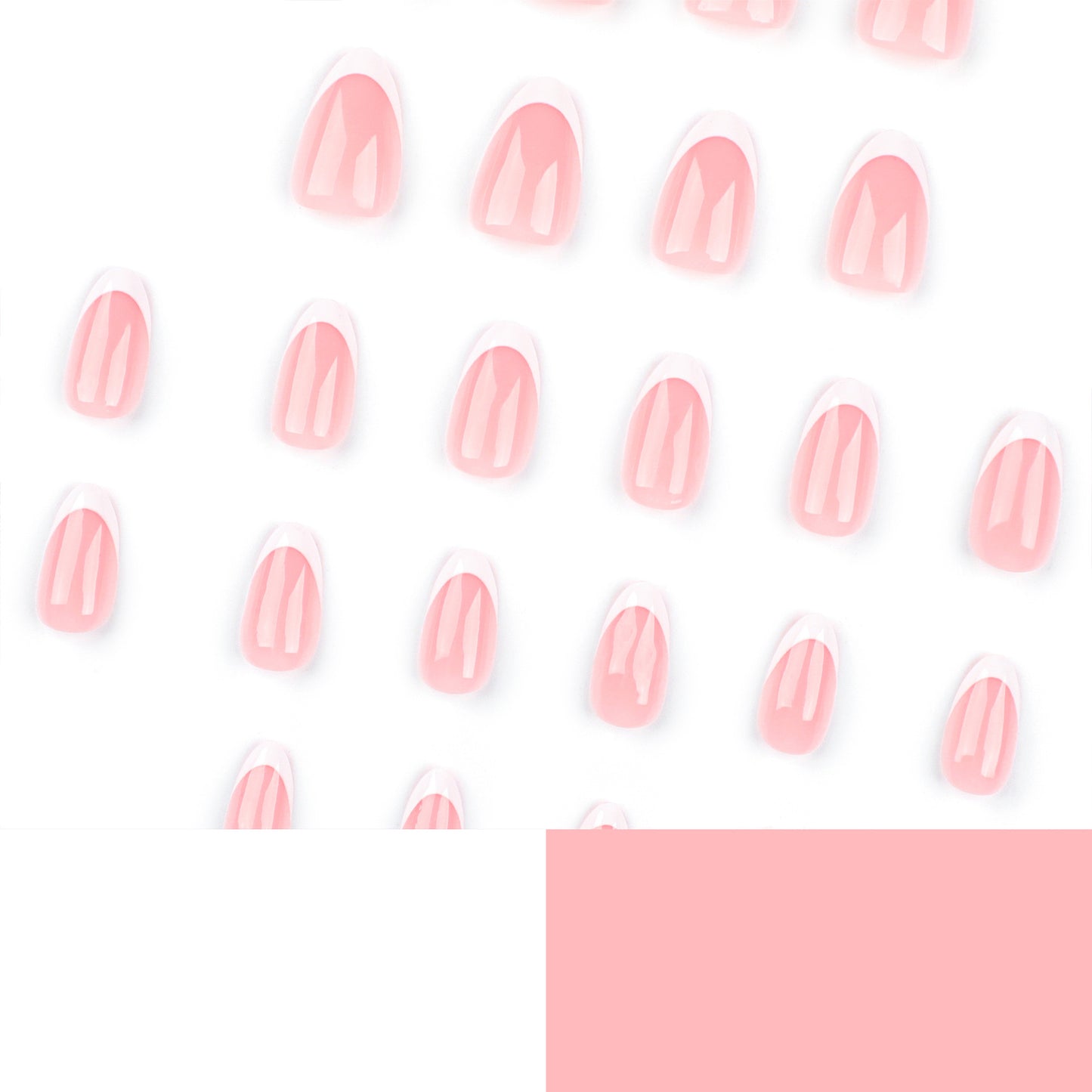Sheer blush nude glossy press on nails - ClairClaw 12 sizes 24 pieces short oval