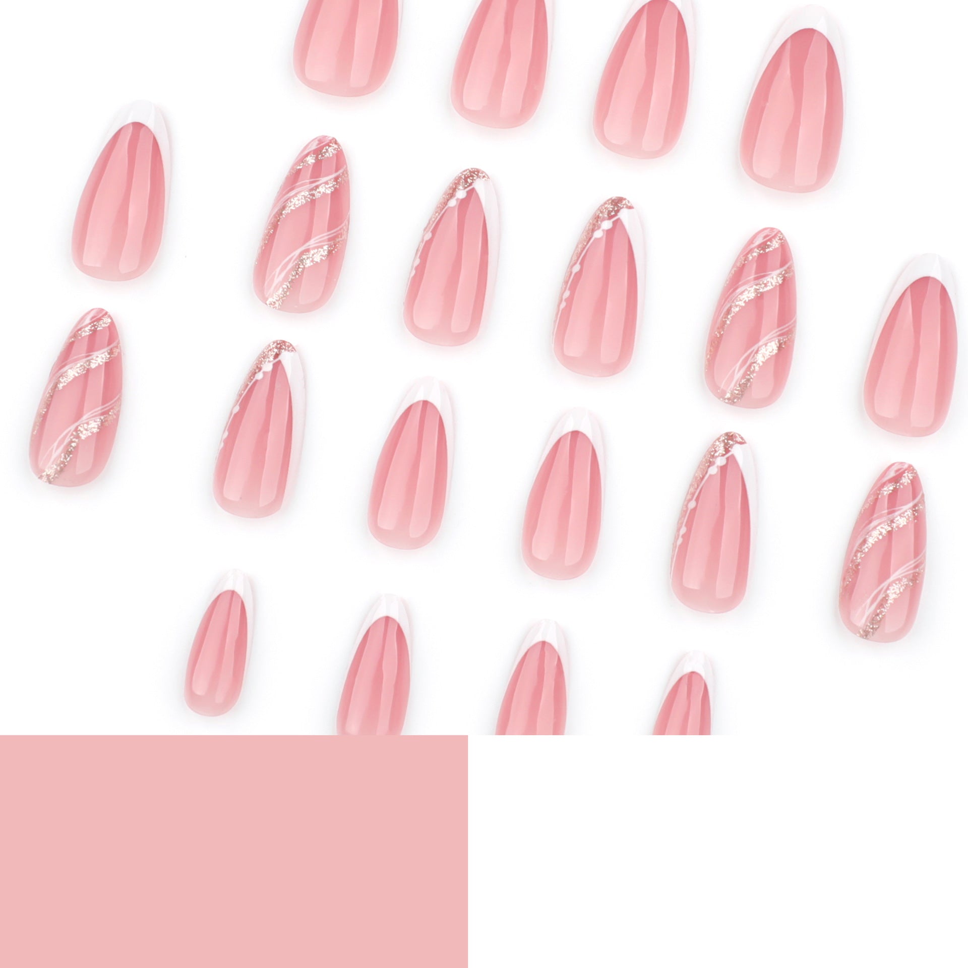 Gold glitz + nude press on nails - ClairClaw 12 sizes 24 pieces ultra-glossy