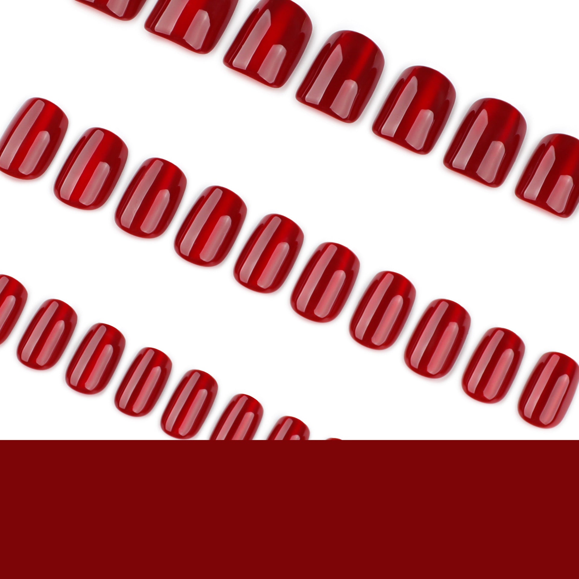 Mirror-finish crimson press on nails - 12 sizes 24 pieces ClairClaw Venus