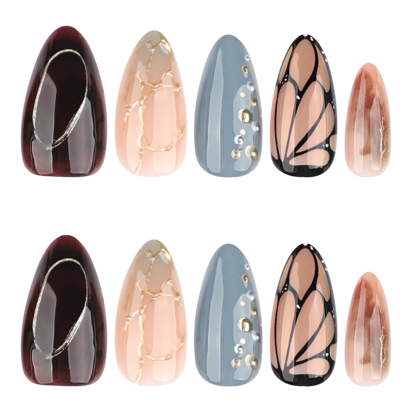 12 sizes 24 pieces artisan press on nails measurements - ClairClaw Meld