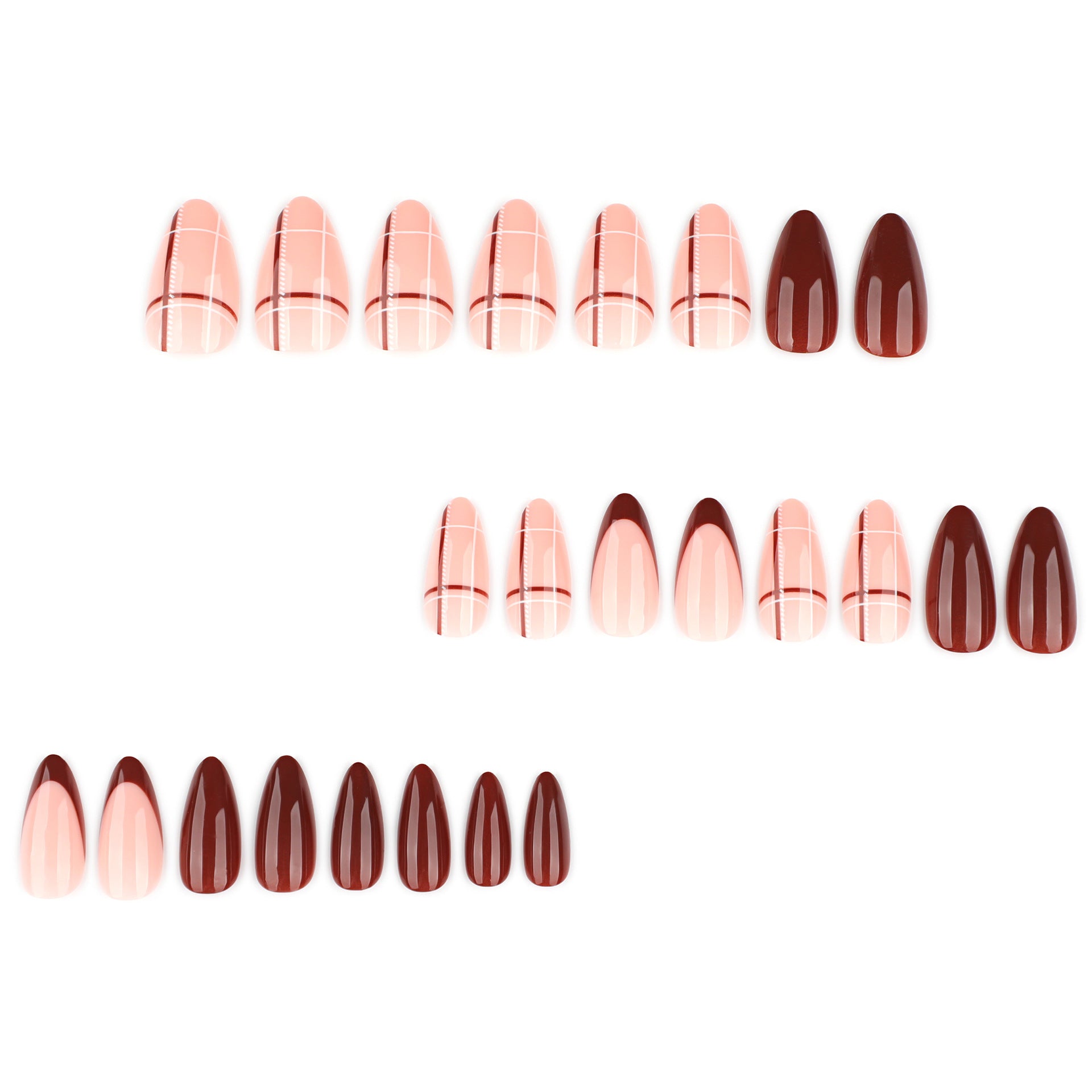 ClairClaw 12 sizes 24 pieces plaid tweed press on nails - Daphne’s