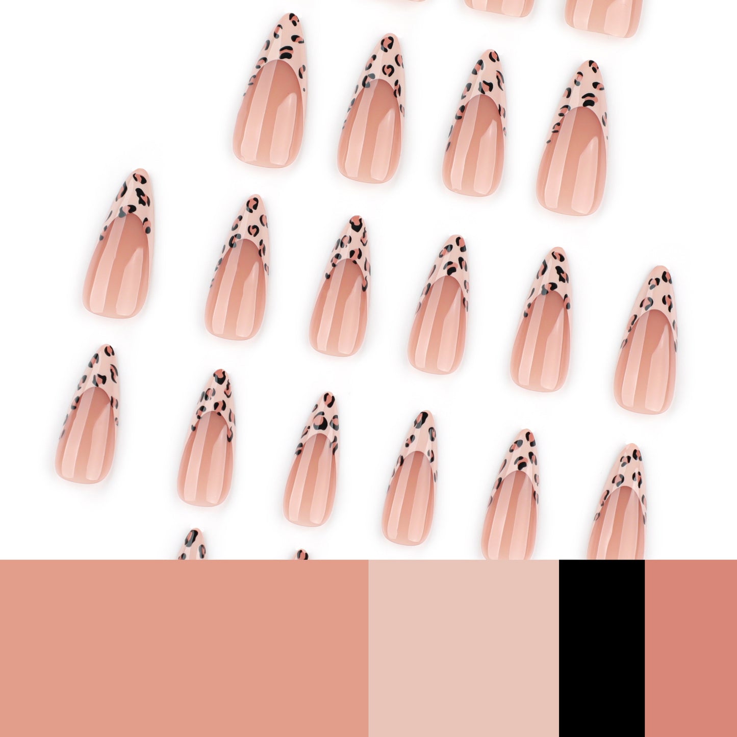 Glossy gel-like press on nails - ClairClaw 12 sizes 24 pieces long stiletto
