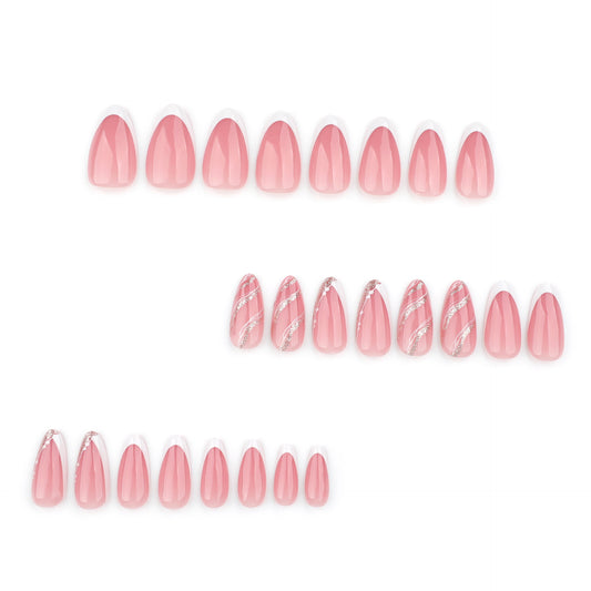 French tip elegant press on nails - 12 sizes 24 pieces ClairClaw pink nude