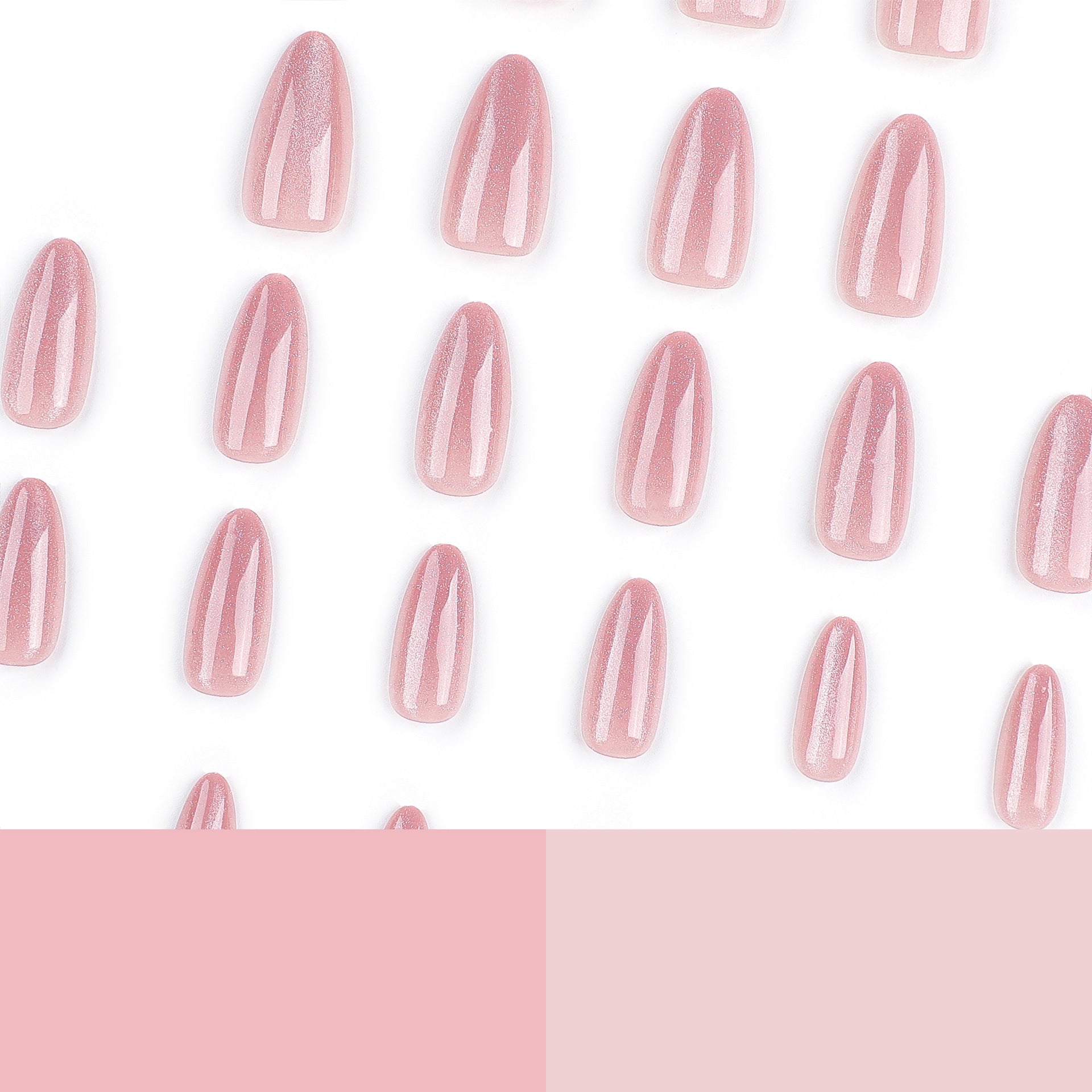 Milky Way stardust glitter press on nails - ClairClaw 24 sizes blush pink