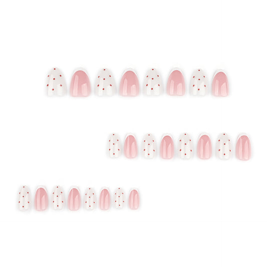 French tip + brown dot press on nails - 12 sizes 24 pieces ClairClaw blush nude