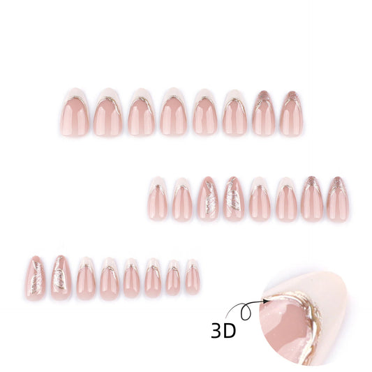 Opal nude iridescent press on nails - 12 sizes 24 pieces ClairClaw glass-like shine