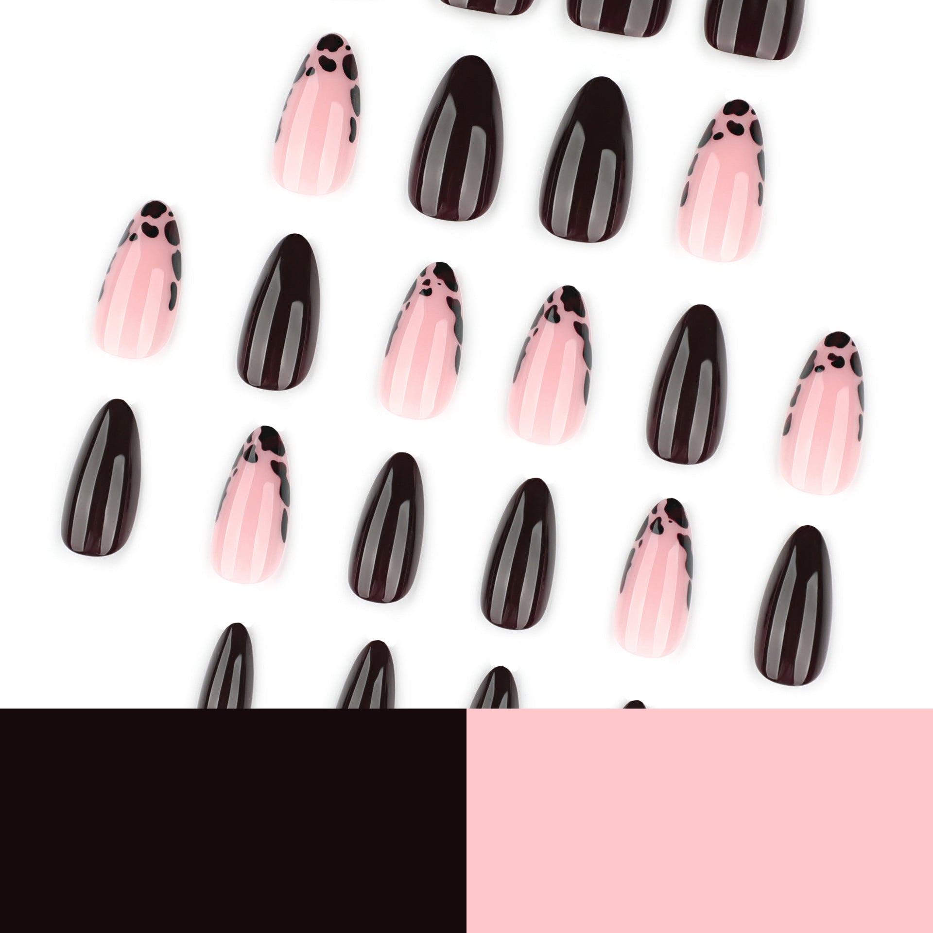 Blush nude + brown press on nails - 12 sizes 24 pieces ClairClaw glossy