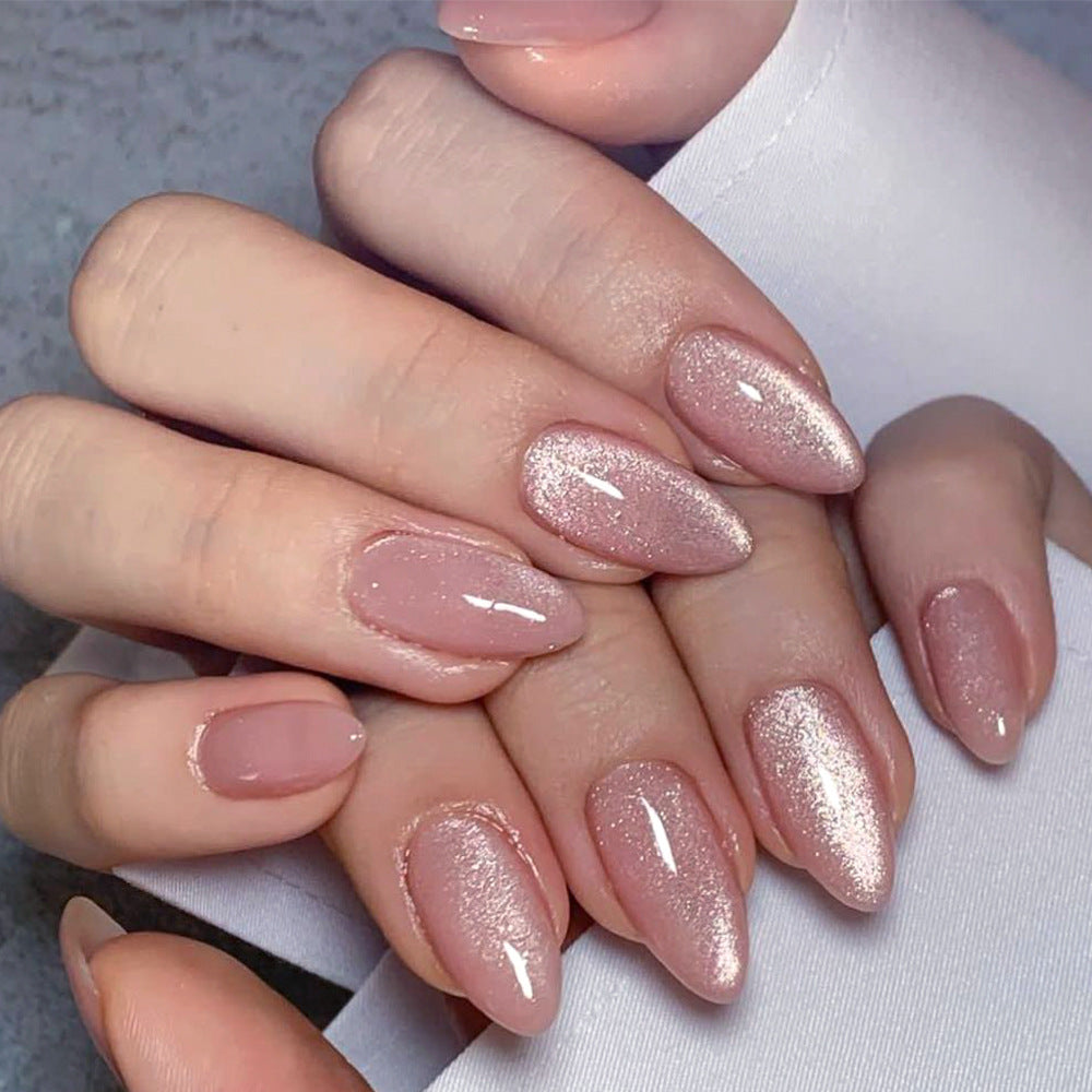 Milky Way stardust glitter press on nails - ClairClaw 12 sizes blush pink